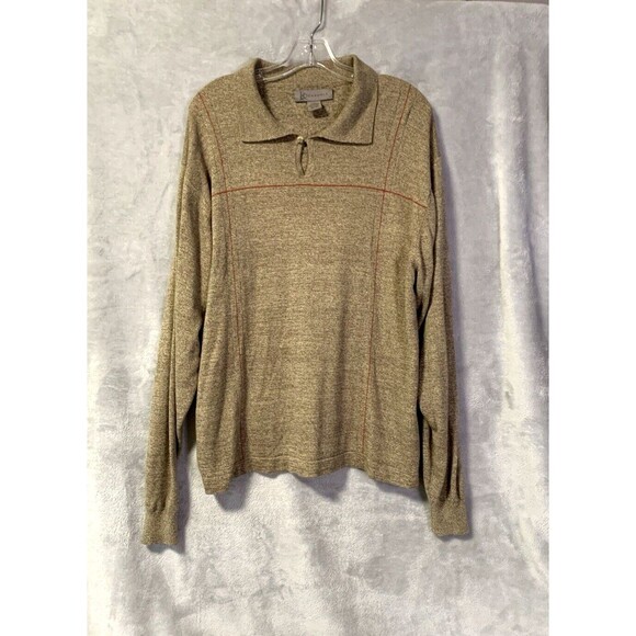 R&R Casuals Sweater Mens XL Brown Long Sleeve Collar Cashmere Wool Silk Pullover - Picture 3 of 15